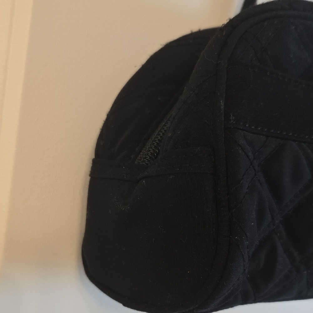 Vera Bradley Black Shoulder Bag Sleek Crescent Design - Picture 11 of 12